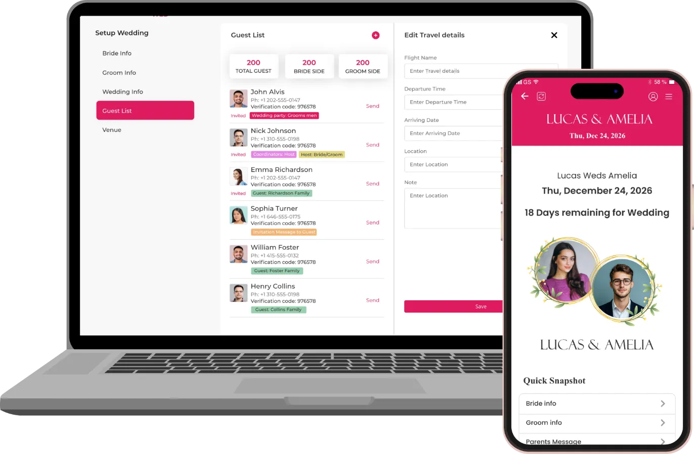 Wedding RSVP App Mobile Mockup
